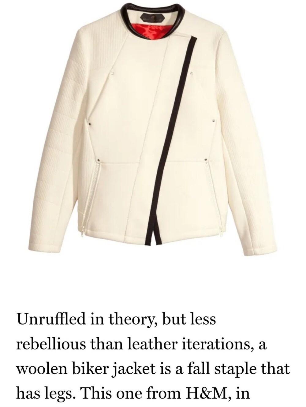 Cream Y2K Wool Biker Chic Jacket